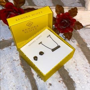 Kendra Scott Pyrite stone necklace and earrings